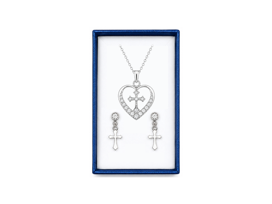 Sacred Shield Silver Necklace & Earrings