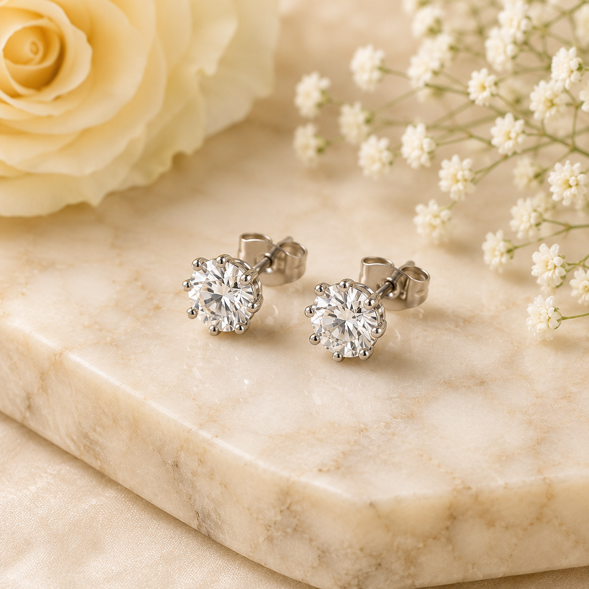 Roses of Redemption™ Crystal Silver Stud Earrings