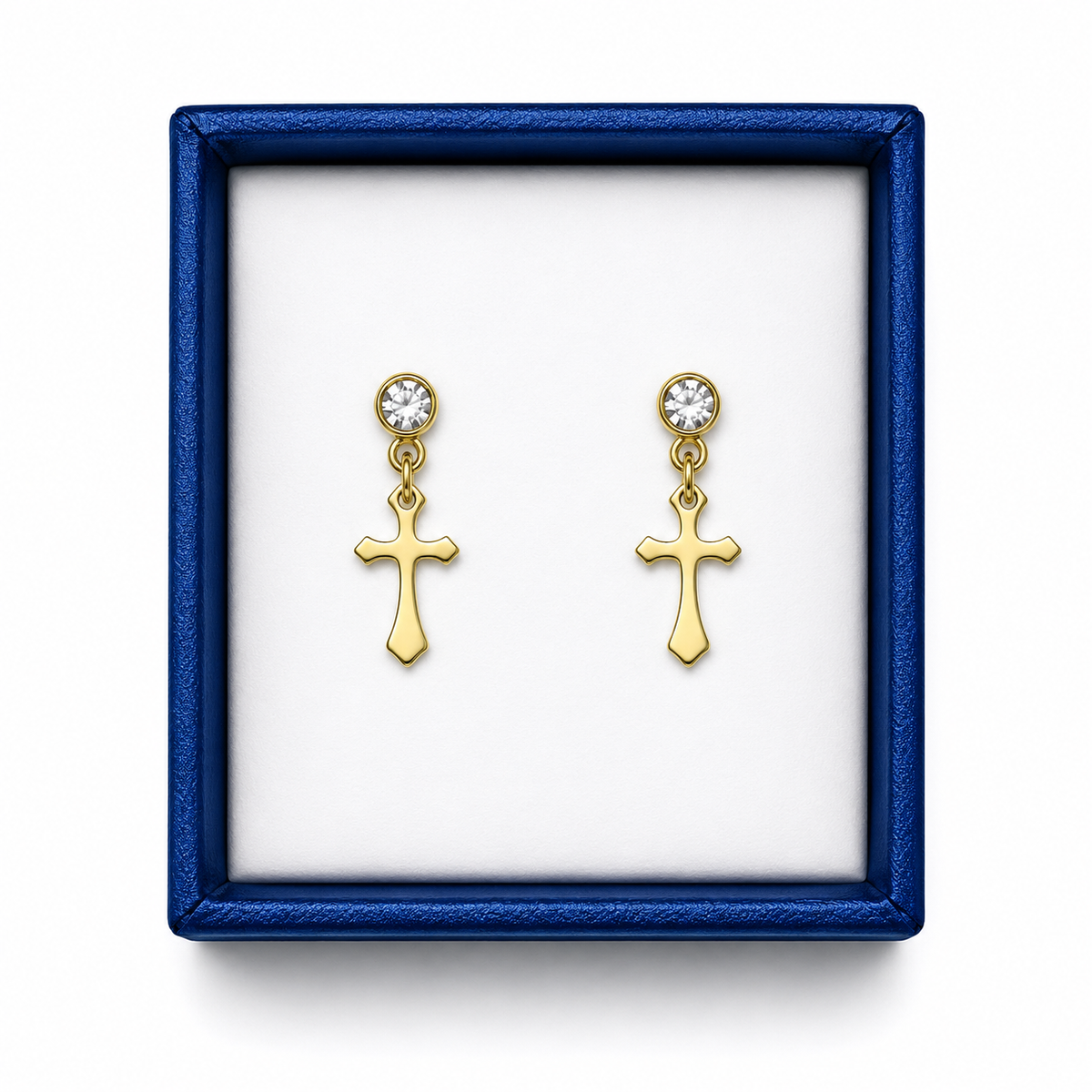 Divine Armor™ Gold Cross Drop Earrings